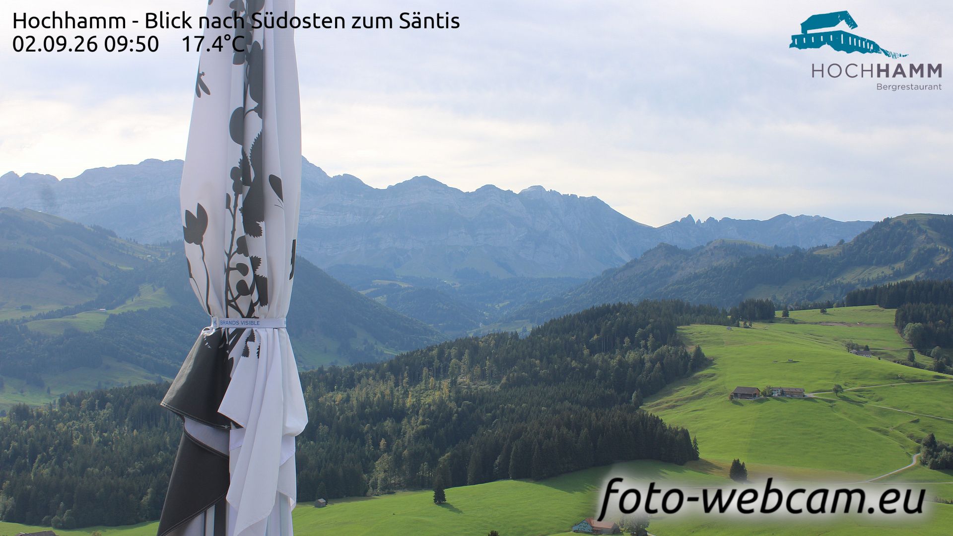 Schönengrund: Hochhamm - Blick nach Südosten zum Säntis