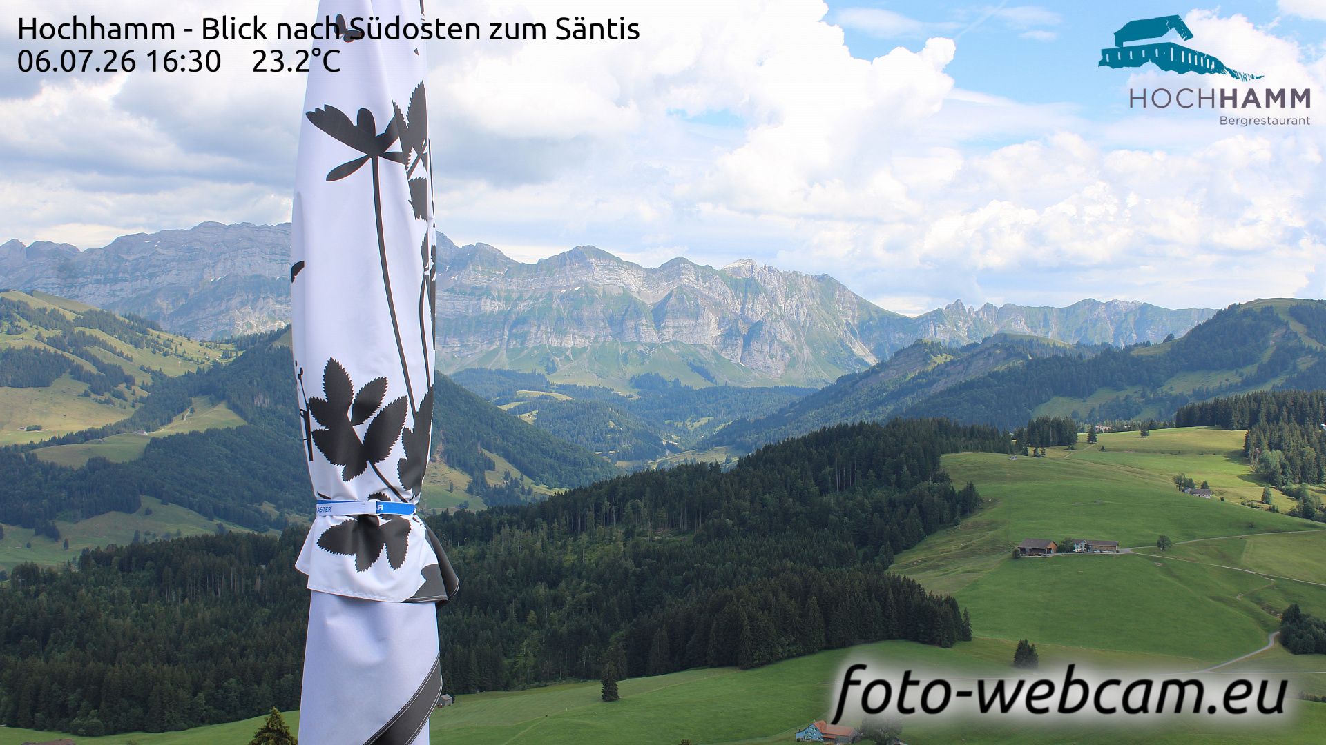 Schönengrund: Hochhamm - Blick nach Südosten zum Säntis