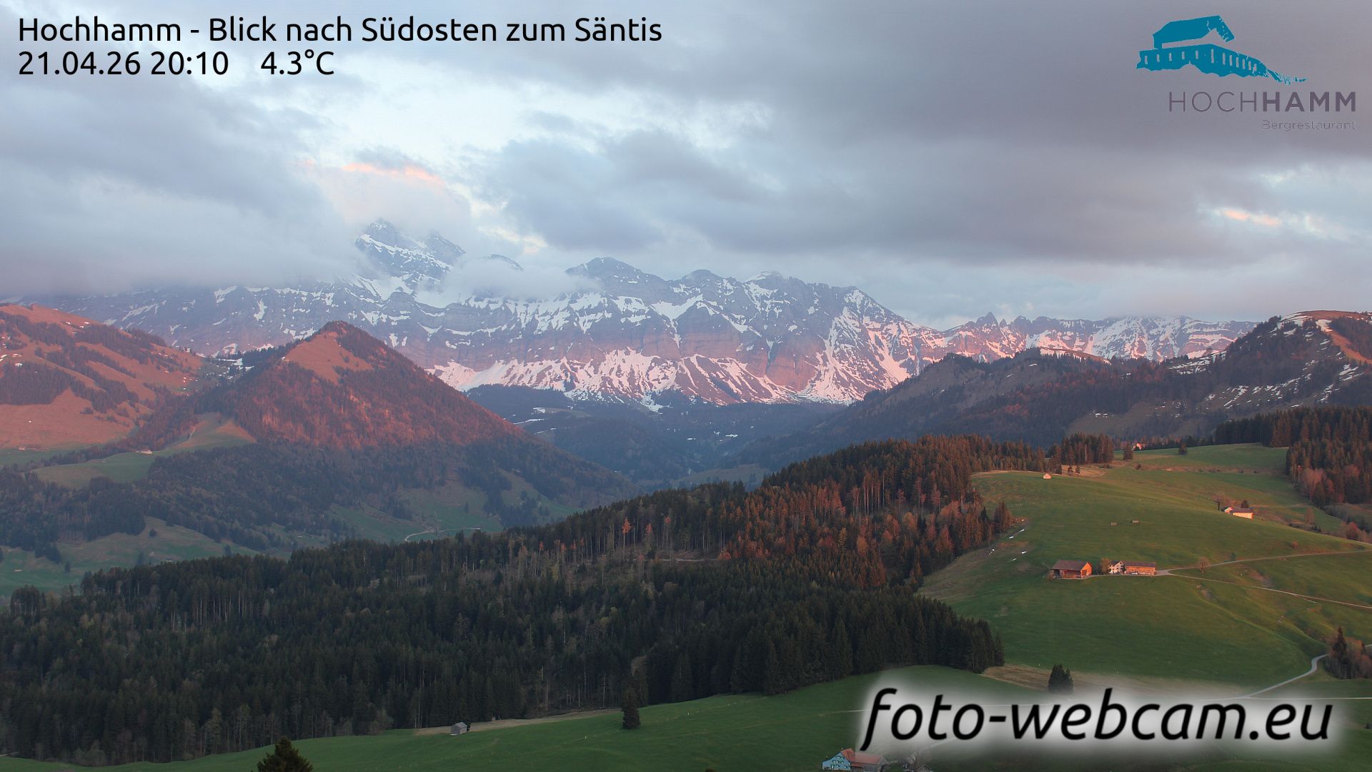 Schönengrund: Hochhamm - Blick nach Südosten zum Säntis