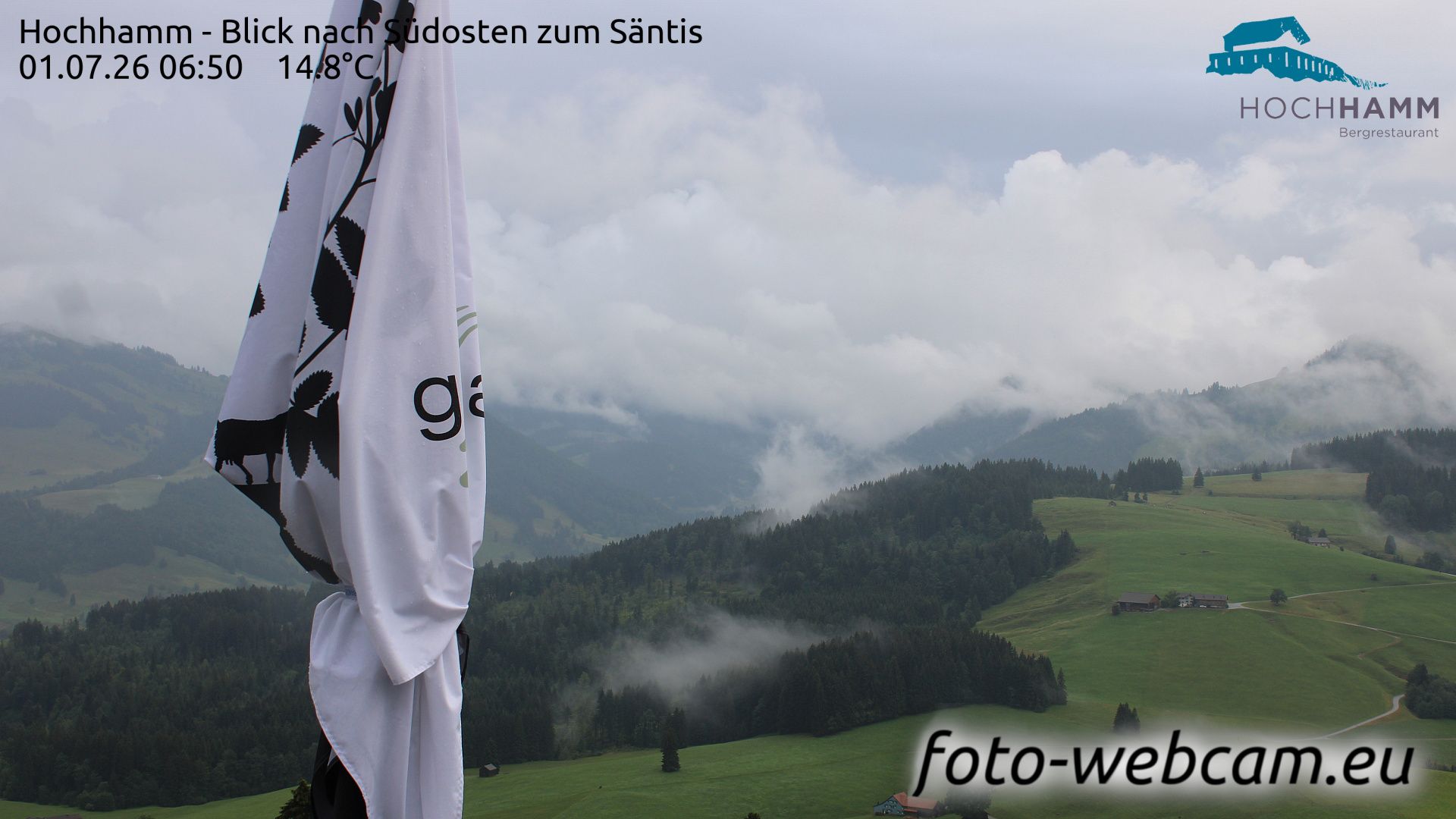 Schönengrund: Hochhamm - Blick nach Südosten zum Säntis