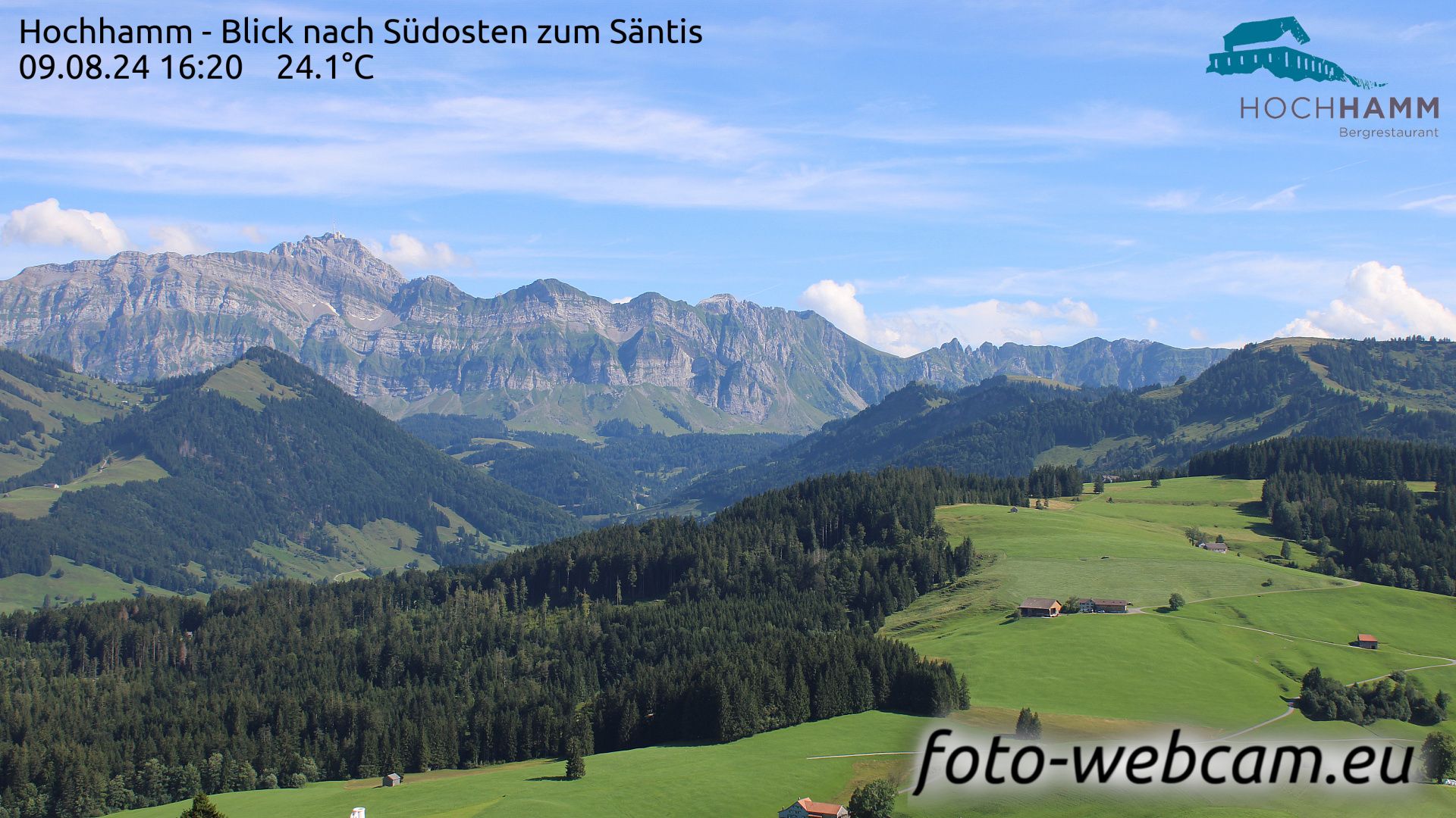 Schönengrund: Hochhamm - Blick nach Südosten zum Säntis