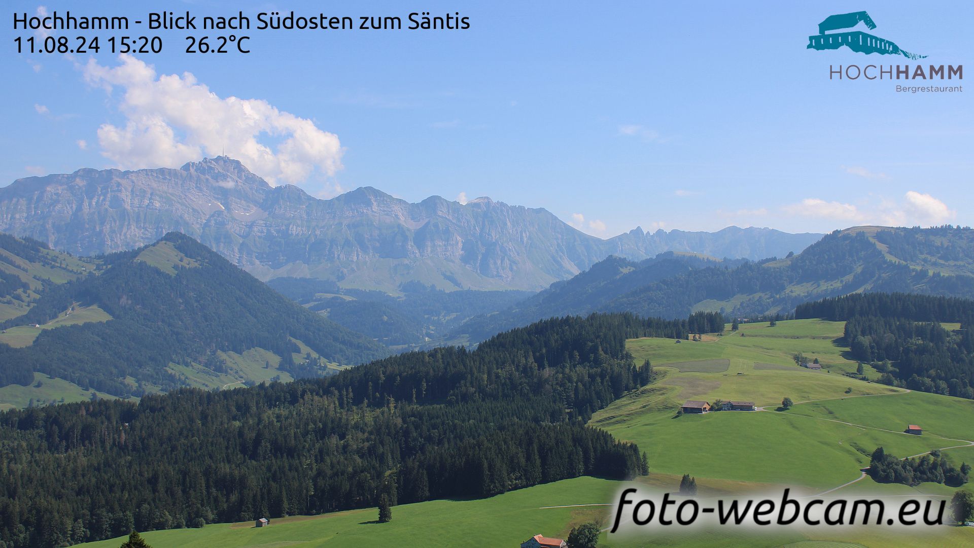 Schönengrund: Hochhamm - Blick nach Südosten zum Säntis