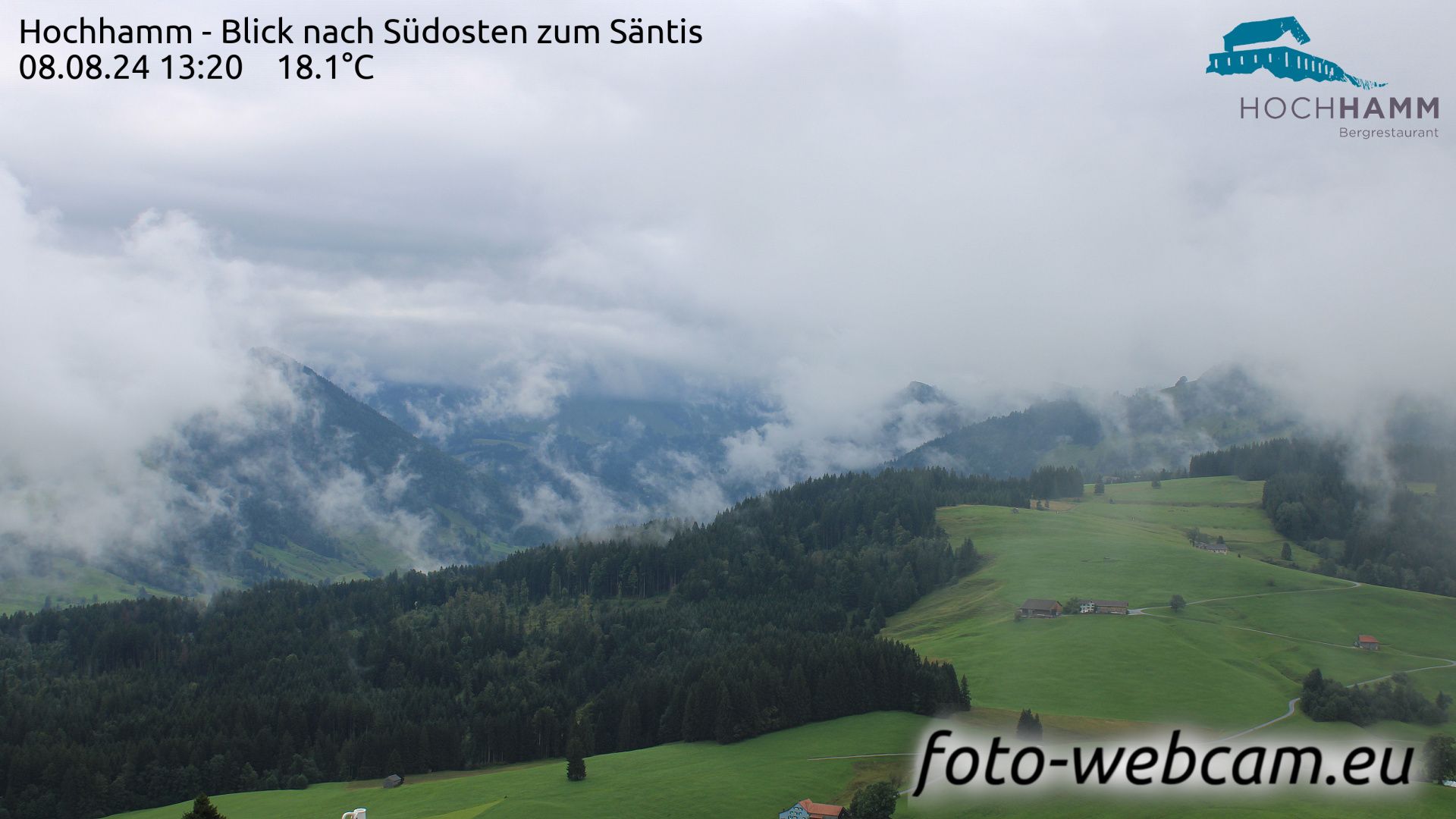 Schönengrund: Hochhamm - Blick nach Südosten zum Säntis