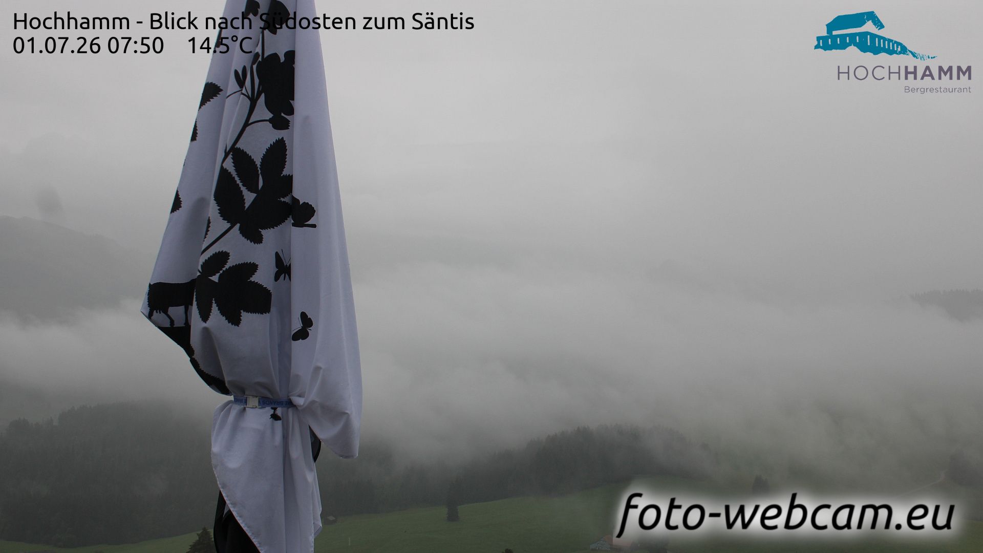 Schönengrund: Hochhamm - Blick nach Südosten zum Säntis