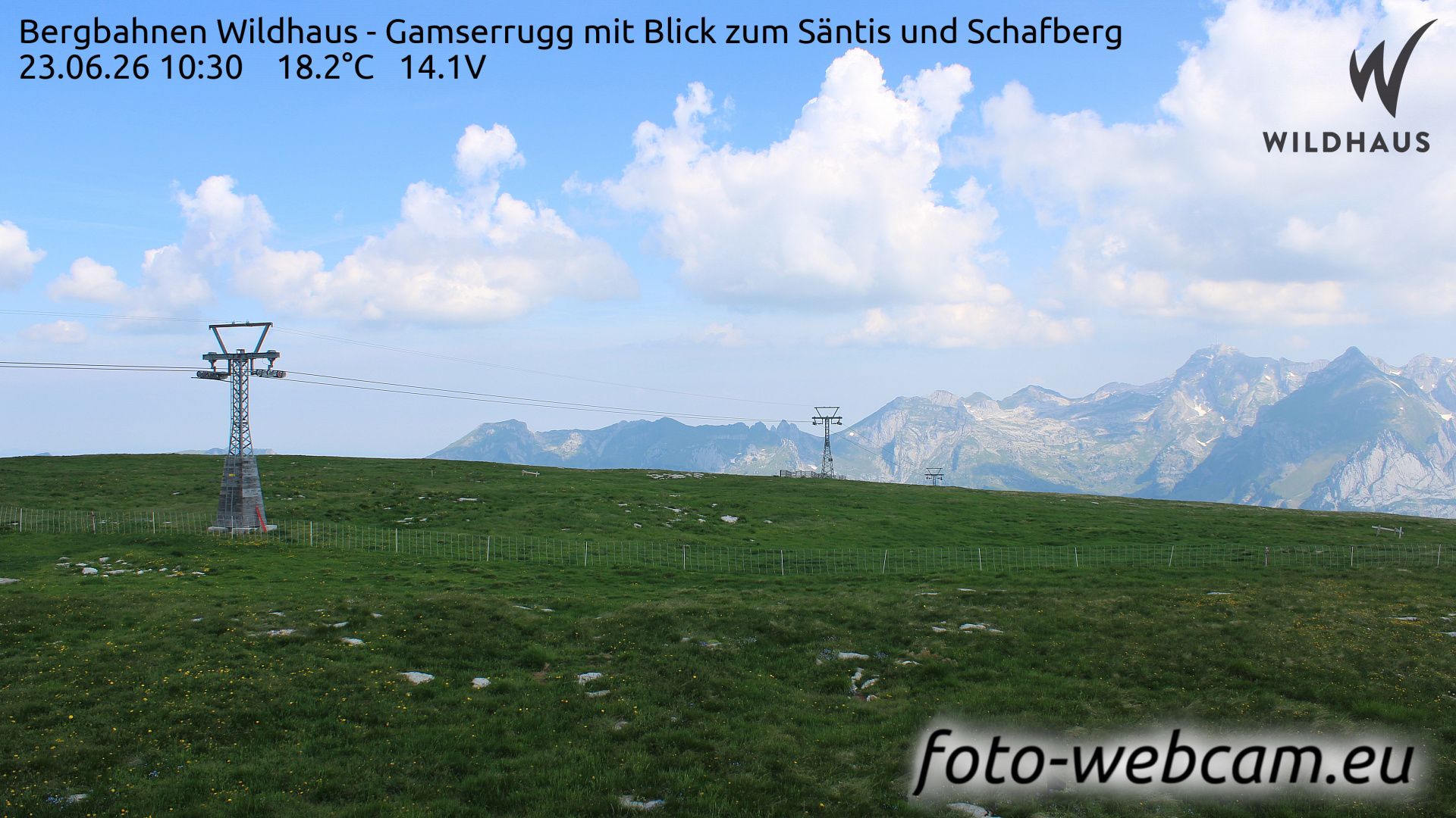 Wildhaus-Alt St. Johann: Bergbahnen Wildhaus - Gamserrugg mit Blick zum Säntis und Schafberg