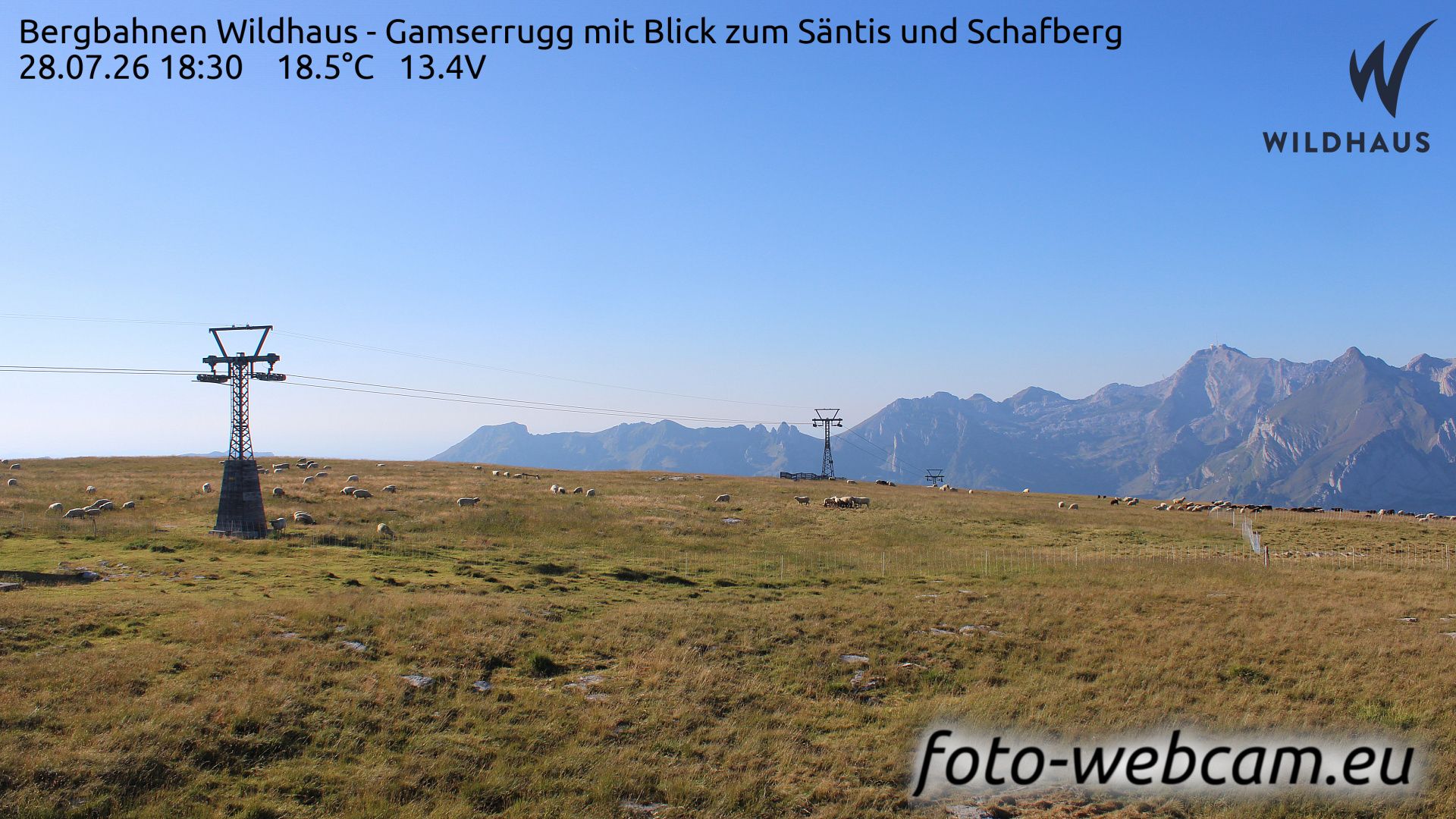 Wildhaus-Alt St. Johann: Bergbahnen Wildhaus - Gamserrugg mit Blick zum Säntis und Schafberg