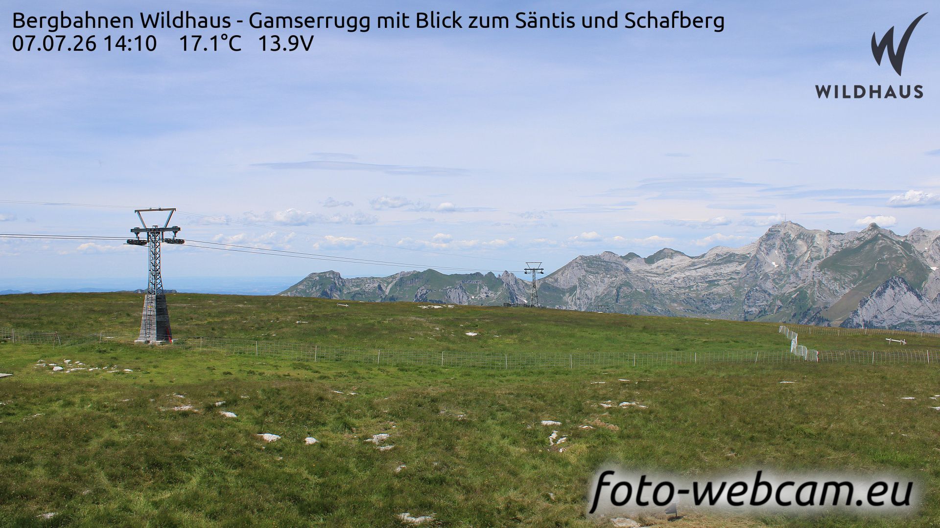 Wildhaus-Alt St. Johann: Bergbahnen Wildhaus - Gamserrugg mit Blick zum Säntis und Schafberg