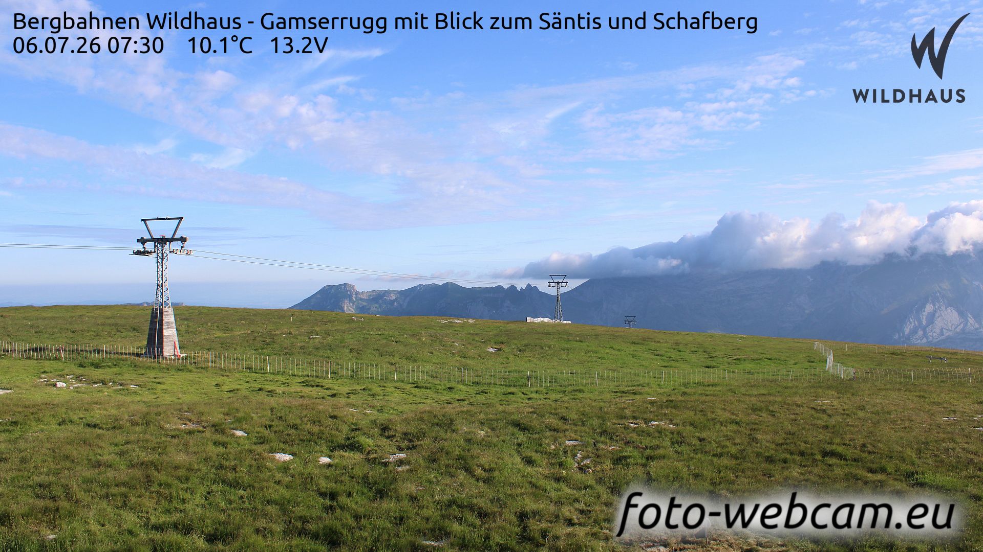 Wildhaus-Alt St. Johann: Bergbahnen Wildhaus - Gamserrugg mit Blick zum Säntis und Schafberg