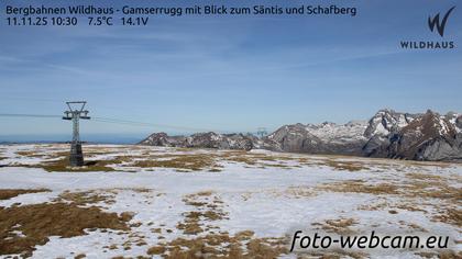 Wildhaus-Alt St. Johann: Bergbahnen Wildhaus - Gamserrugg mit Blick zum Säntis und Schafberg