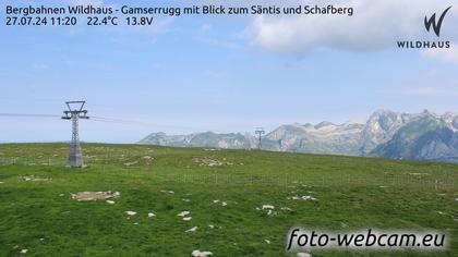 Wildhaus-Alt St. Johann: Bergbahnen Wildhaus - Gamserrugg mit Blick zum Säntis und Schafberg