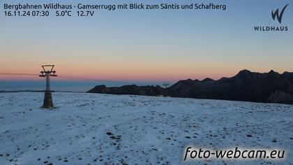 Wildhaus-Alt St. Johann: Bergbahnen Wildhaus - Gamserrugg mit Blick zum Säntis und Schafberg