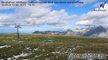 Wildhaus-Alt St. Johann: Bergbahnen Wildhaus - Gamserrugg mit Blick zum Säntis und Schafberg