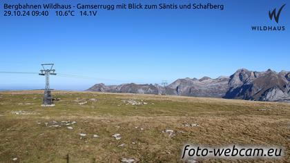 Wildhaus-Alt St. Johann: Bergbahnen Wildhaus - Gamserrugg mit Blick zum Säntis und Schafberg