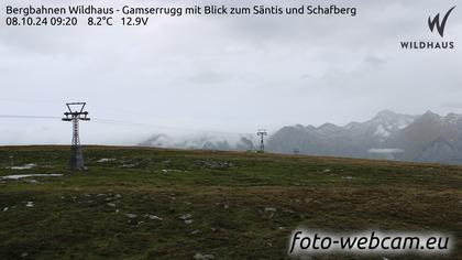 Wildhaus-Alt St. Johann: Bergbahnen Wildhaus - Gamserrugg mit Blick zum Säntis und Schafberg