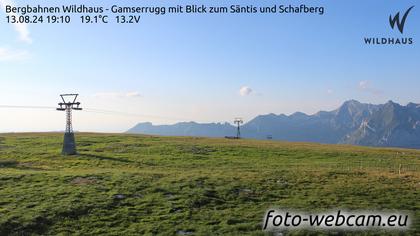 Wildhaus-Alt St. Johann: Bergbahnen Wildhaus - Gamserrugg mit Blick zum Säntis und Schafberg