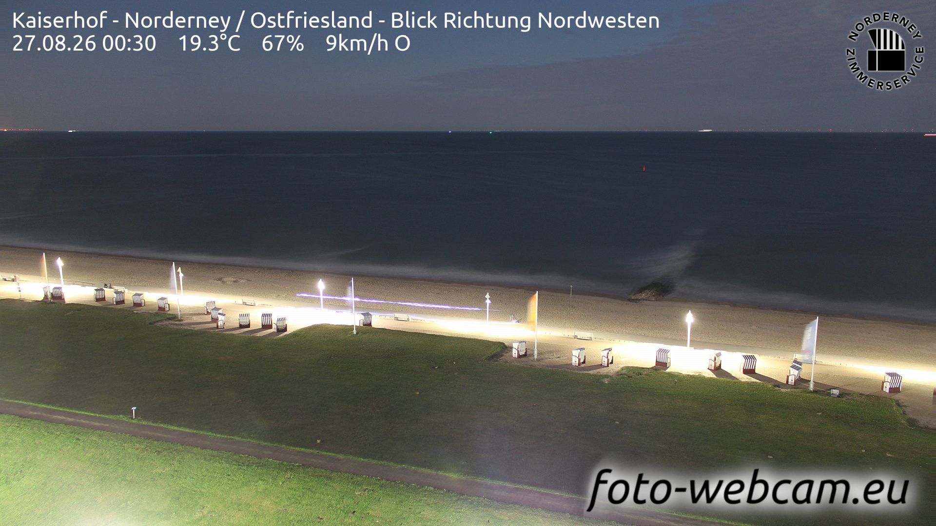 Traffic Cam Norderney: Kaiserhof - Ostfriesland - Blick Richtung Nordwesten