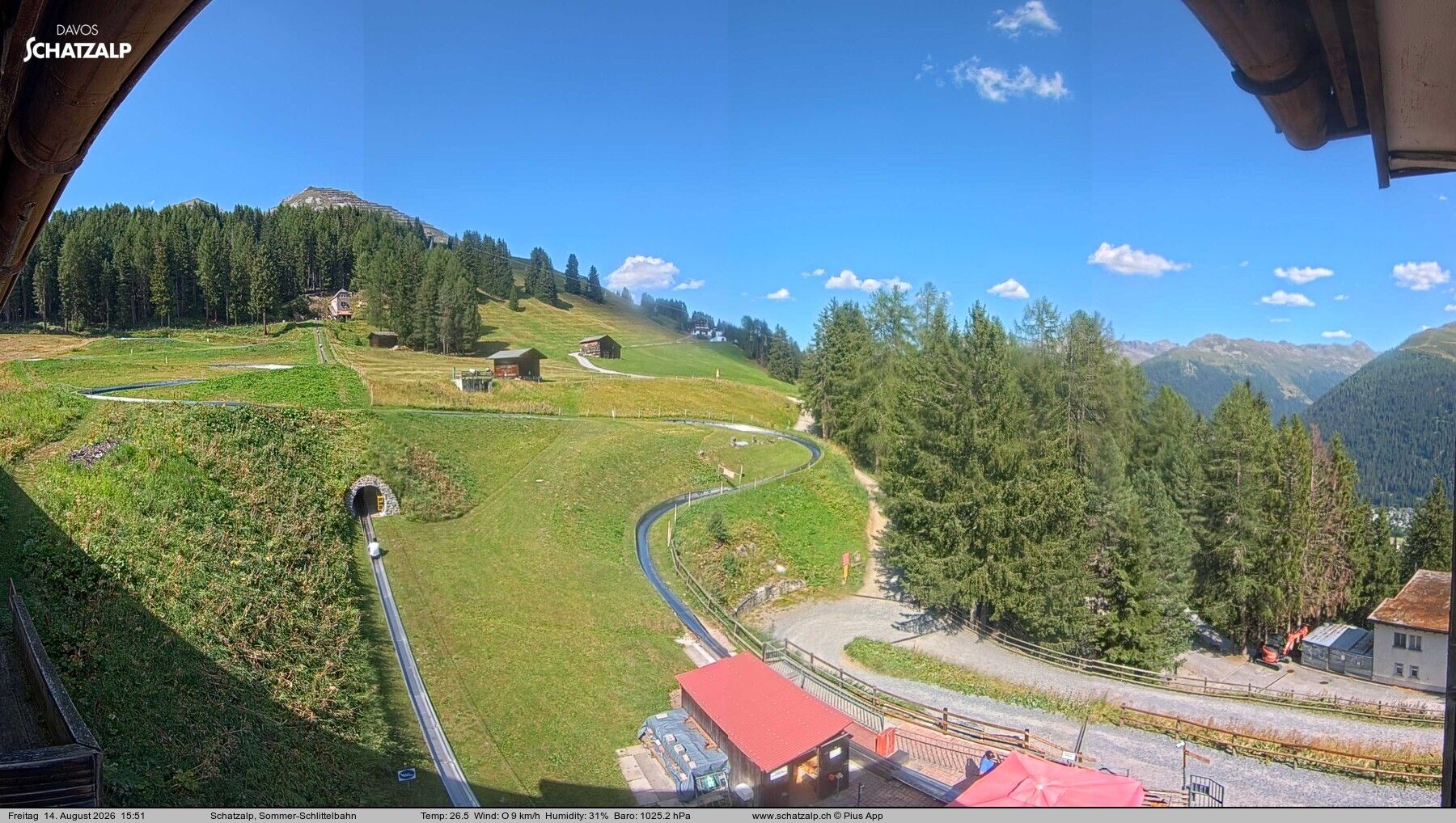Davos: Sommer-Schlittelbahn, Blick zur Strelaalp