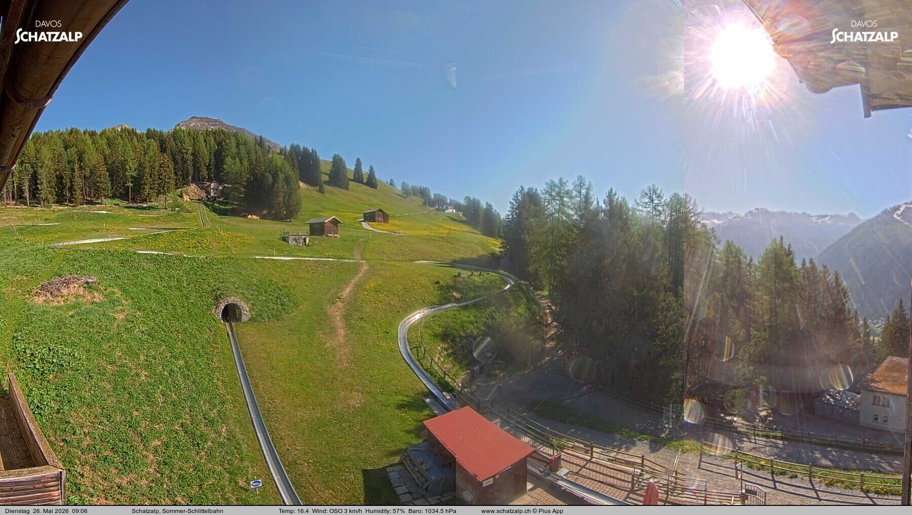 Davos: Sommer-Schlittelbahn, Blick zur Strelaalp