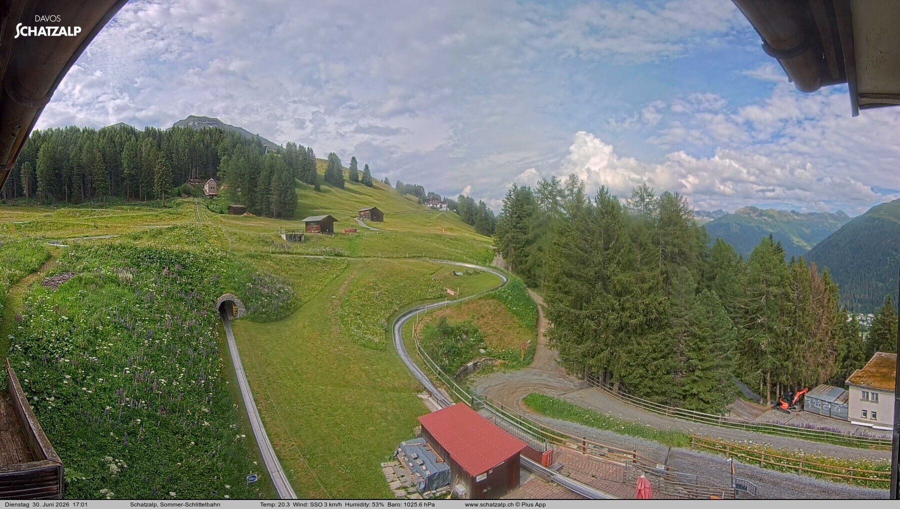 Davos: Sommer-Schlittelbahn, Blick zur Strelaalp