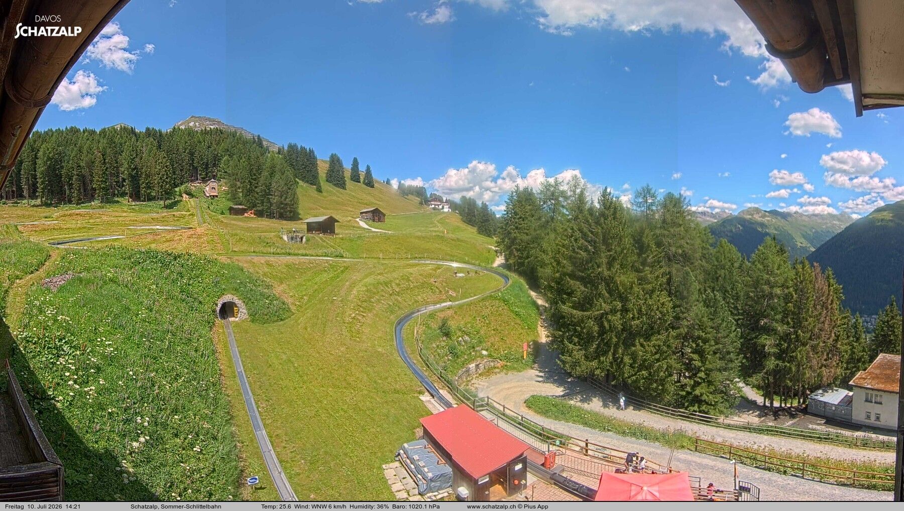 Davos: Sommer-Schlittelbahn, Blick zur Strelaalp