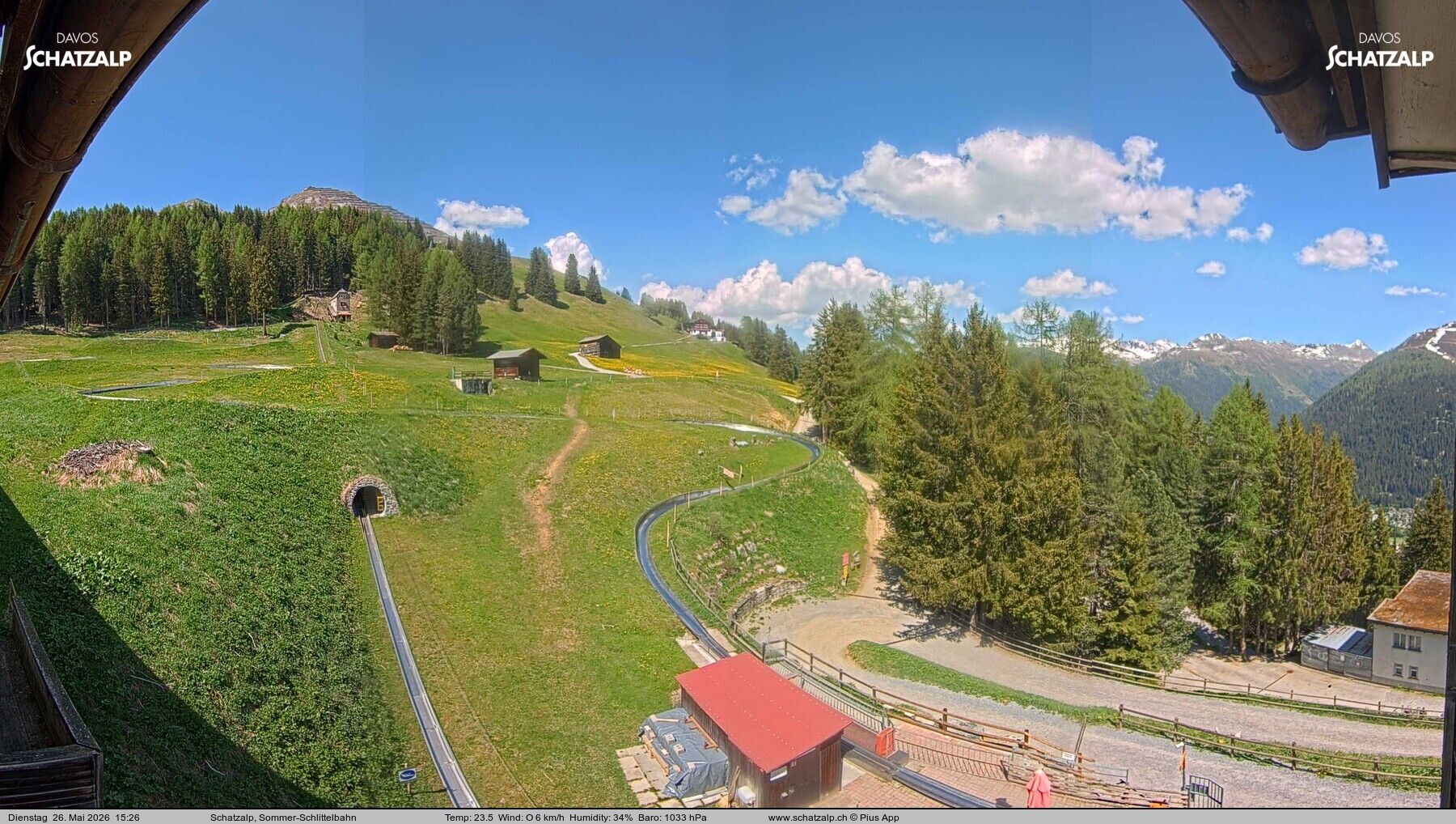 Davos: Sommer-Schlittelbahn, Blick zur Strelaalp