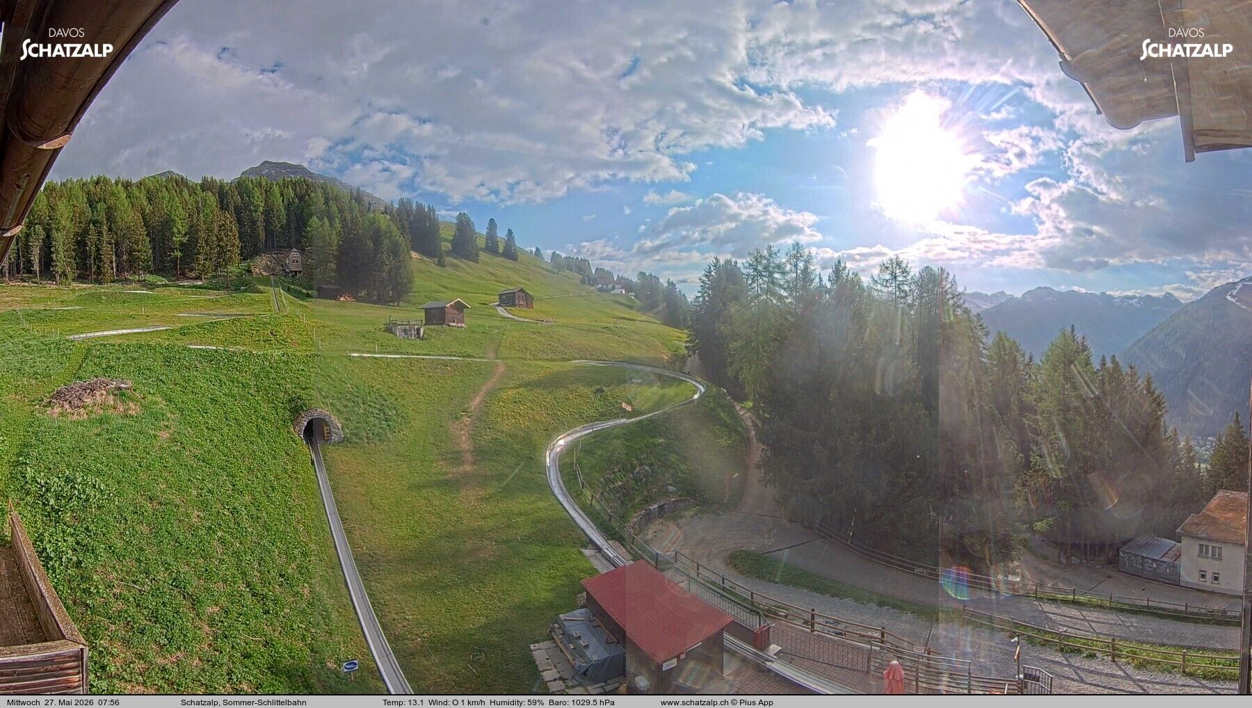 Davos: Sommer-Schlittelbahn, Blick zur Strelaalp
