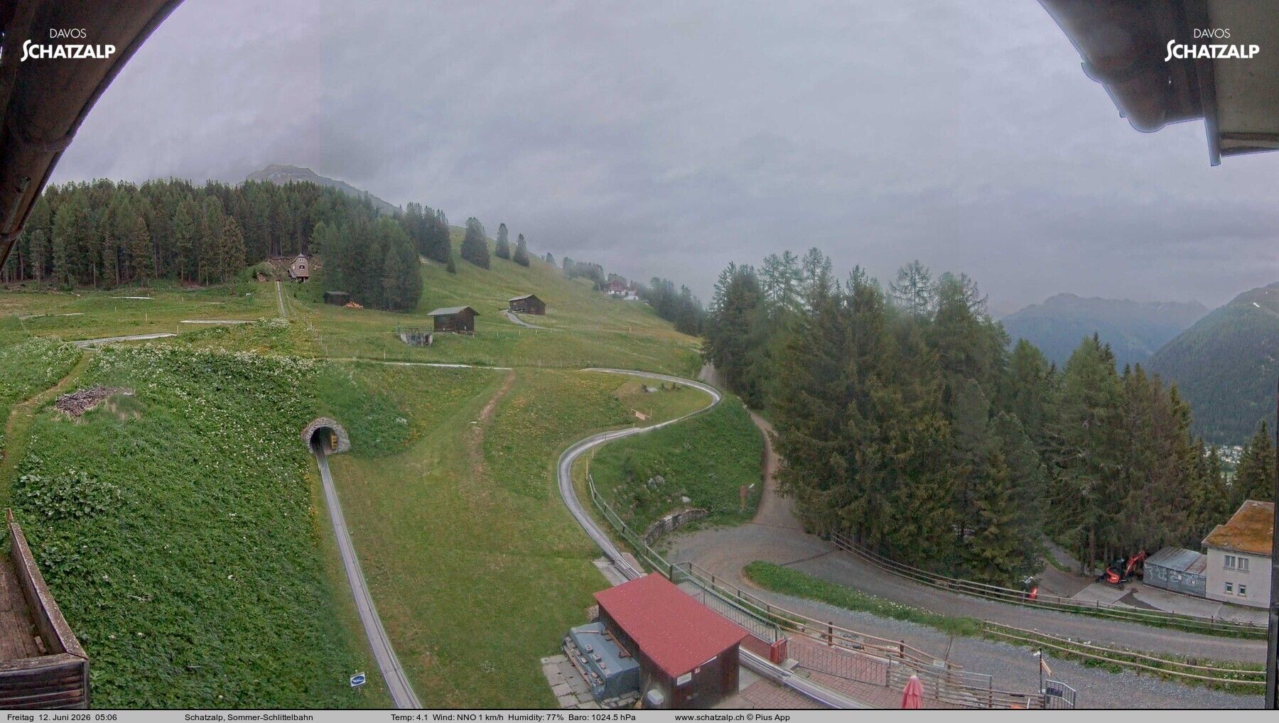 Davos: Sommer-Schlittelbahn, Blick zur Strelaalp