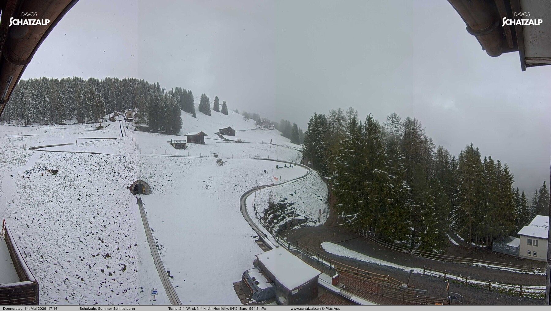 Davos: Sommer-Schlittelbahn, Blick zur Strelaalp
