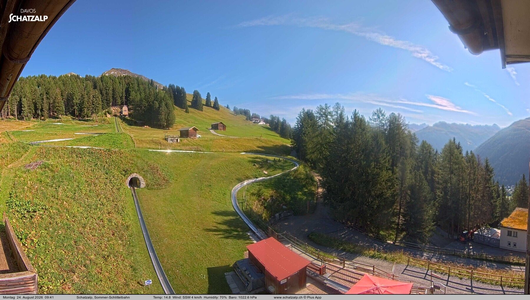 Davos: Sommer-Schlittelbahn, Blick zur Strelaalp