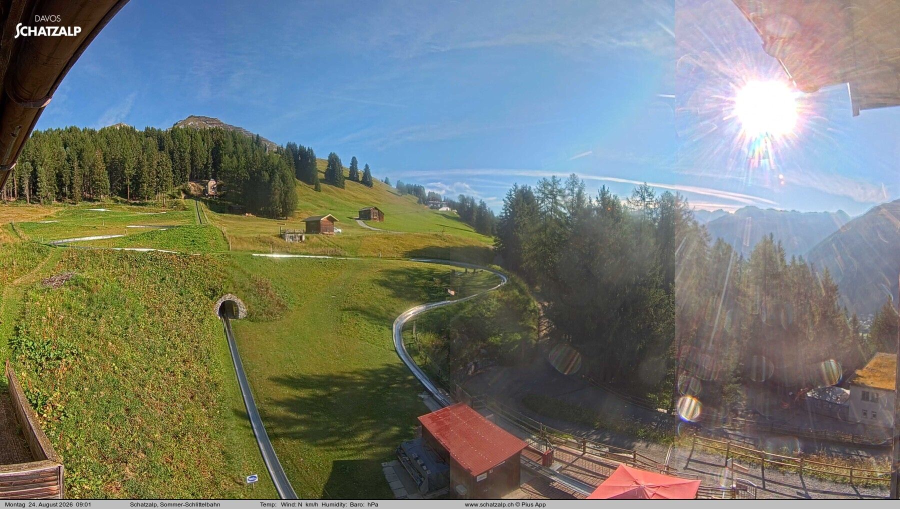 Davos: Sommer-Schlittelbahn, Blick zur Strelaalp
