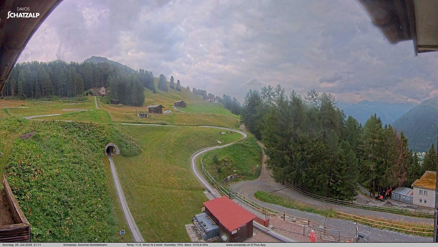 Davos: Sommer-Schlittelbahn, Blick zur Strelaalp