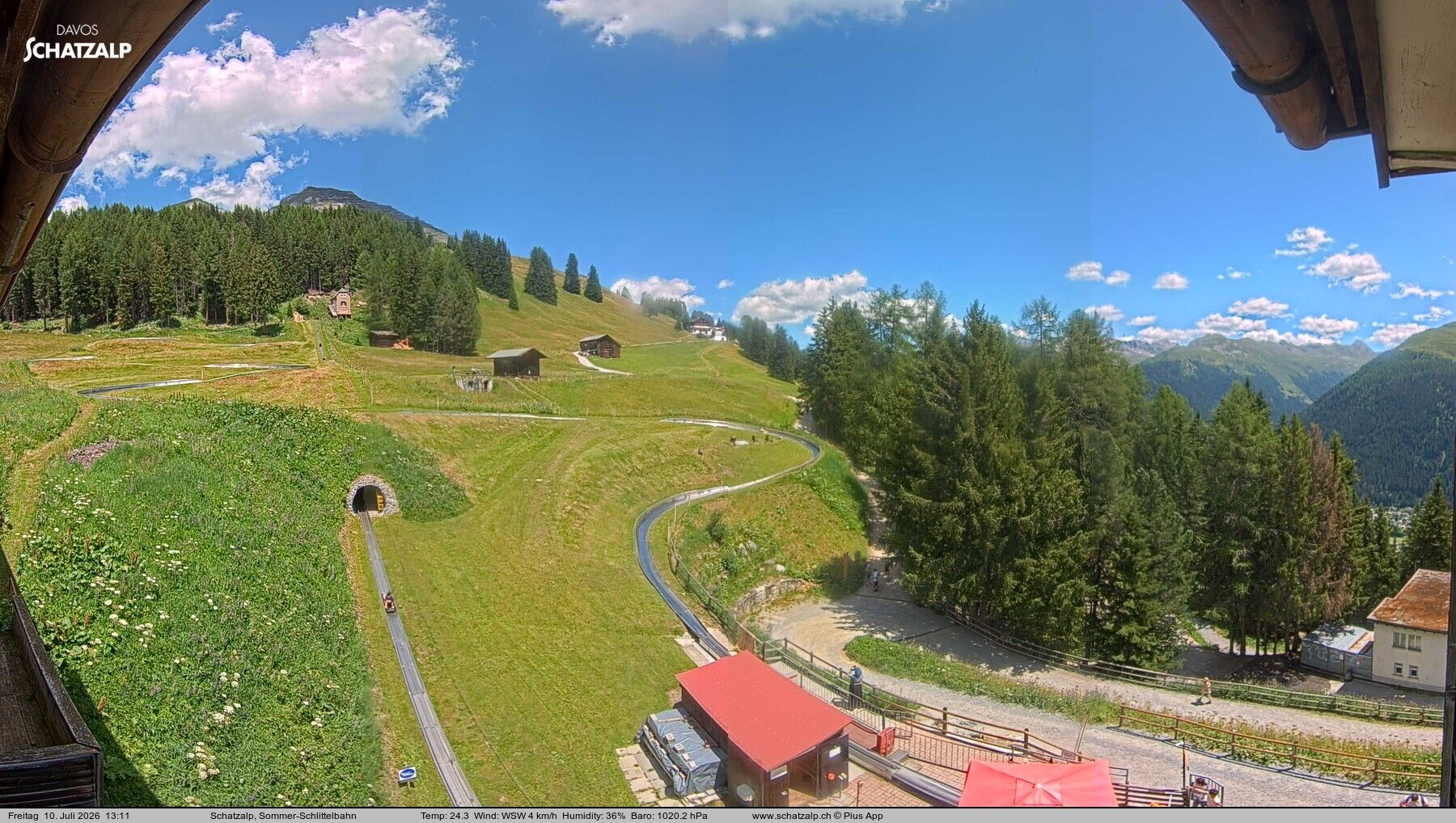 Davos: Sommer-Schlittelbahn, Blick zur Strelaalp