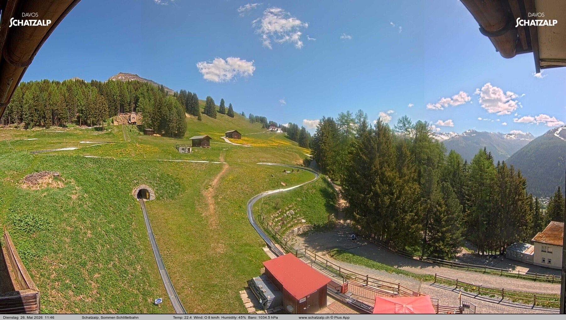 Davos: Sommer-Schlittelbahn, Blick zur Strelaalp