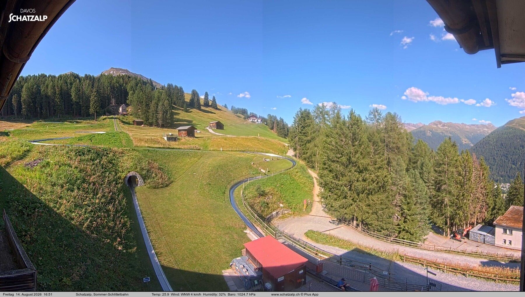 Davos: Sommer-Schlittelbahn, Blick zur Strelaalp