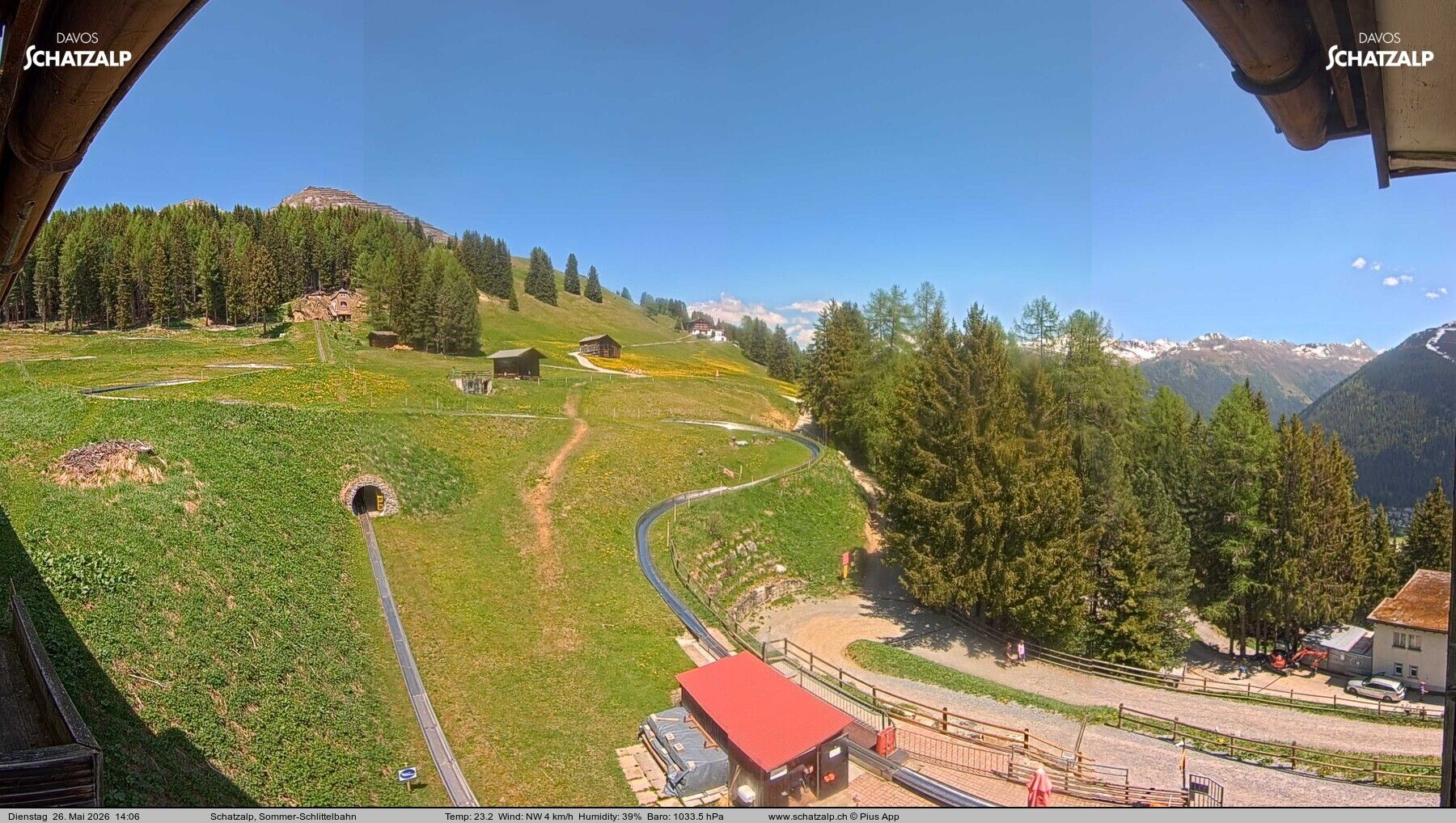 Davos: Sommer-Schlittelbahn, Blick zur Strelaalp