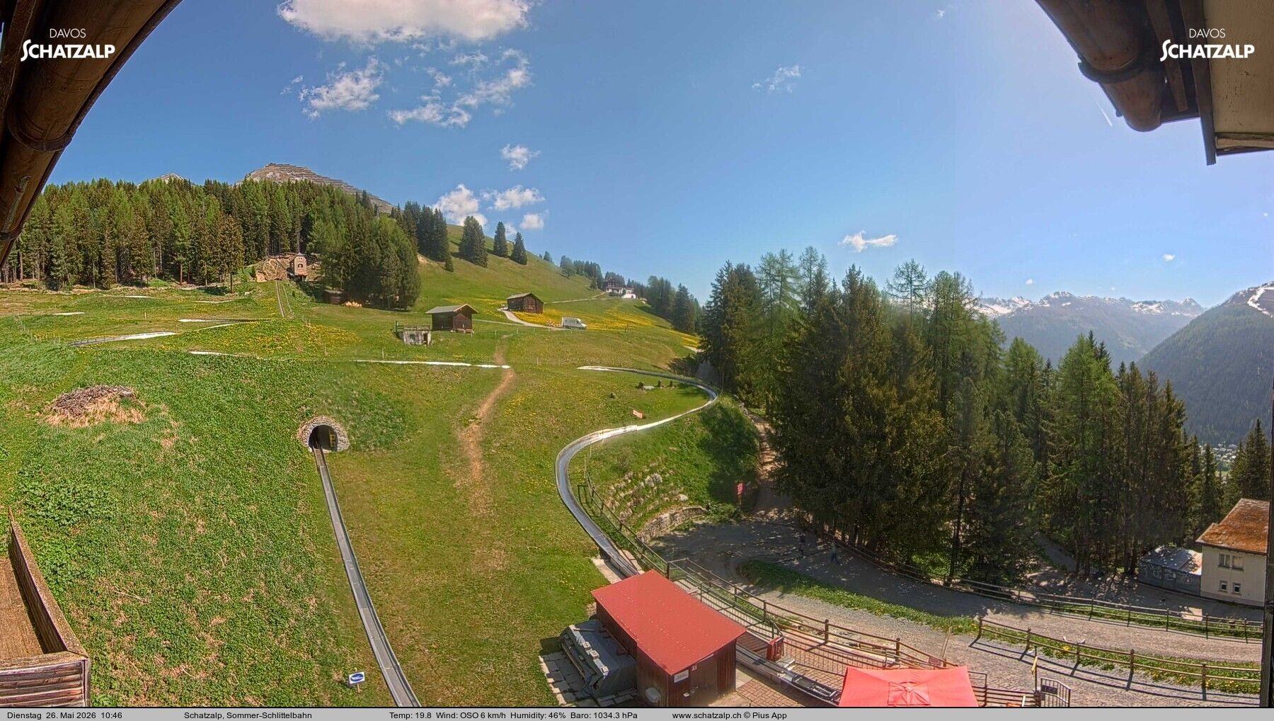 Davos: Sommer-Schlittelbahn, Blick zur Strelaalp