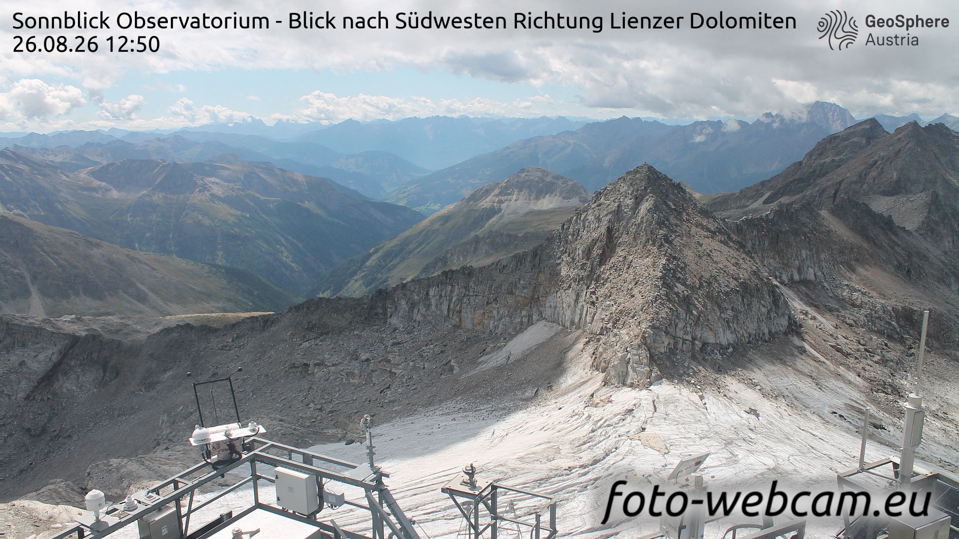 Traffic Cam Schachnern: Sonnblick Observatorium - Blick nach Südwesten Richtung Lienzer Dolomiten