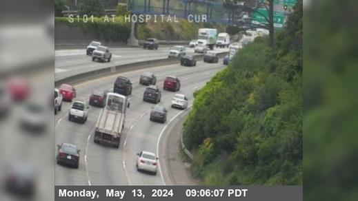 Traffic Cam San Francisco › South: TV311 -- US-101 : At Hospital Curve