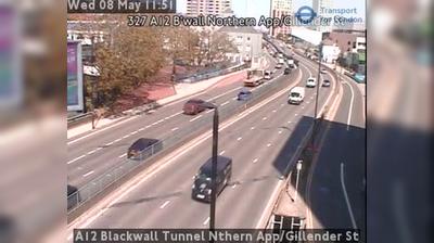 Daylight webcam view from East London: A12 Blackwall Tunnel Nthern App/Gillender St