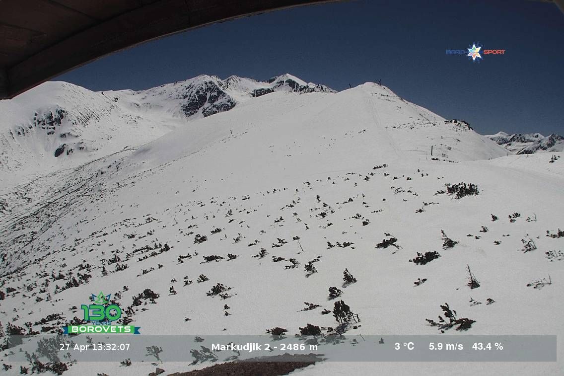 Traffic Cam Borovets: Rila mountain, Borovec, markudjik 2 ski slope, 2145 MASL