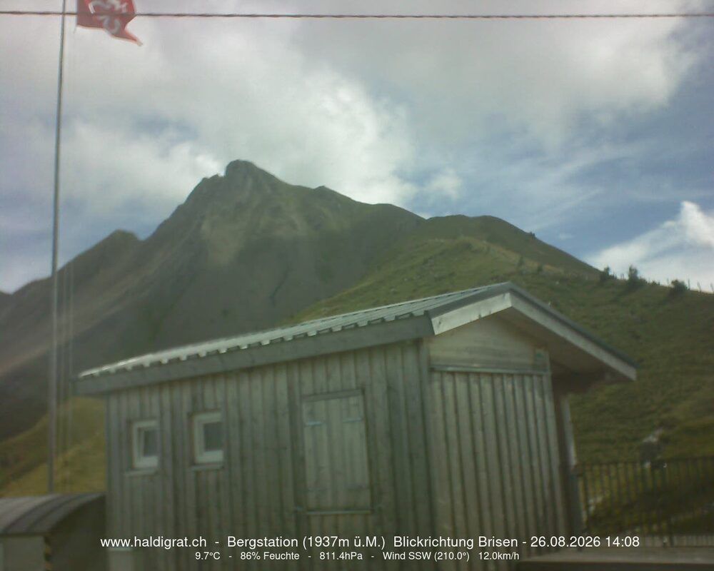 Traffic Cam Wolfenschiessen: Bergstation Haldigrat (1937m) Blickrichtung Ost - Brisen