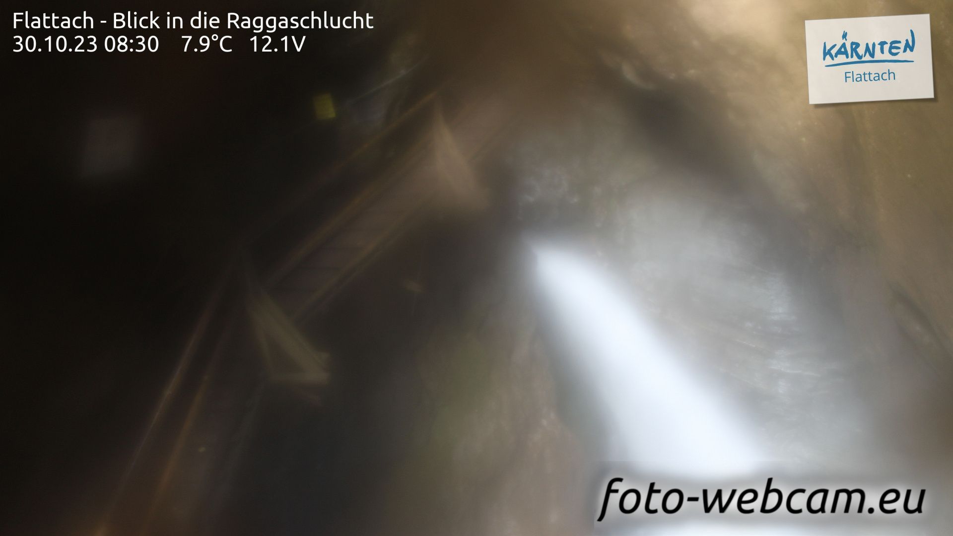 Traffic Cam Flattach: Blick in die Raggaschlucht