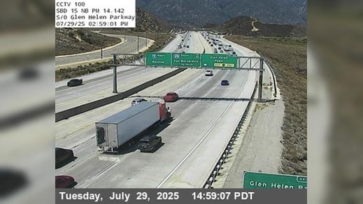 Traffic Cam Nealeys Corner › North: I-15 : (100) S of Glen Helen Parkway