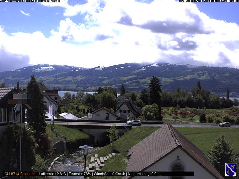 Feldbach: Schweiz, Zürich: Blick über den Zürichsee Richtung Schwyzer Voralpen und Glarneralpen