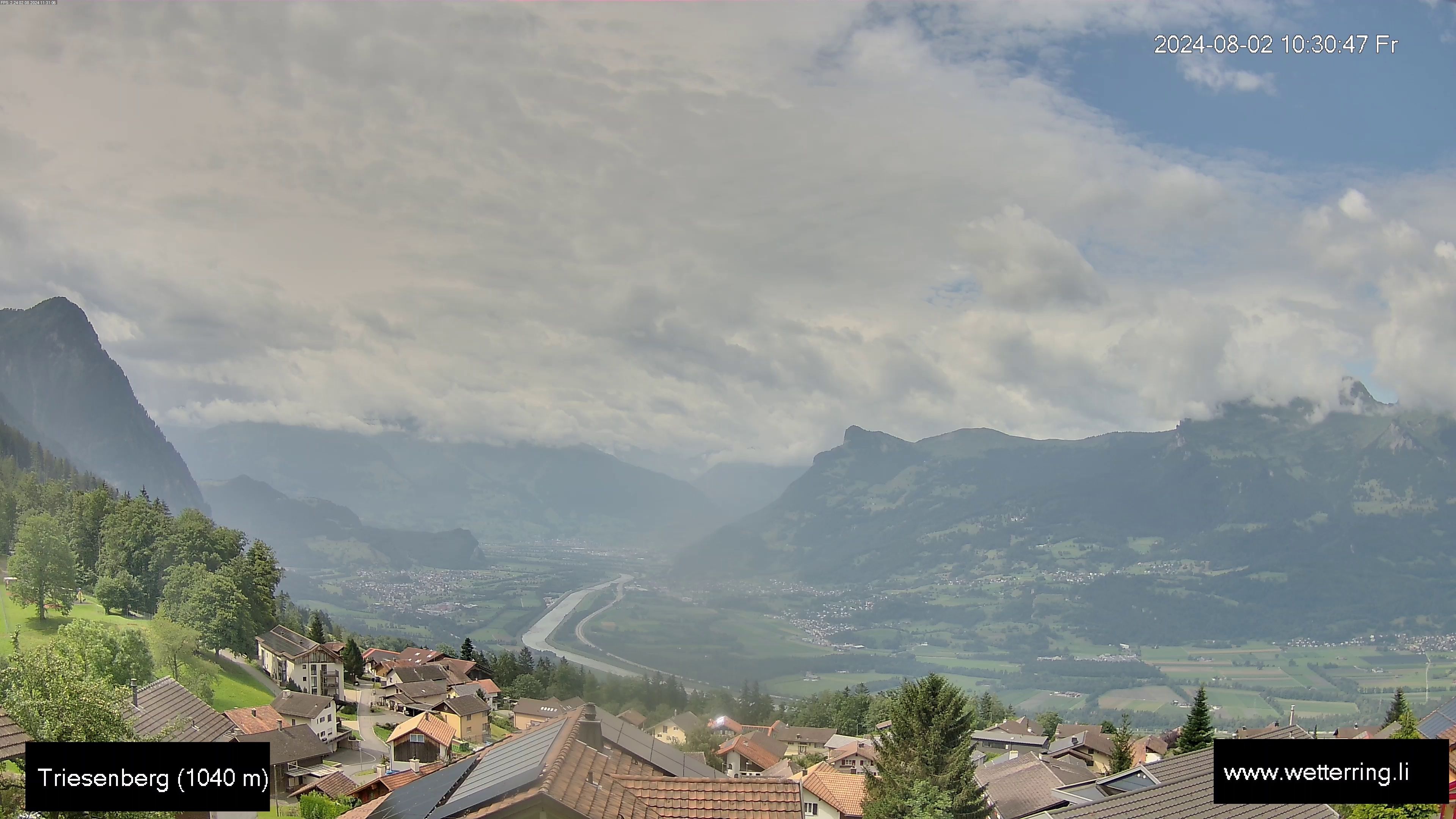 Triesenberg › Süd-West: Triesen - Gauschlastrasse - Trübbach, Bahnhof - Gonzen - Sargans - Vilters-Wangs - Pizol - Rheintal - Rhein