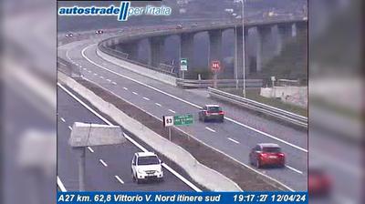 Preview delle webcam di Vittorio Veneto: A27 km. 62,8 Vittorio V. Nord itinere sud