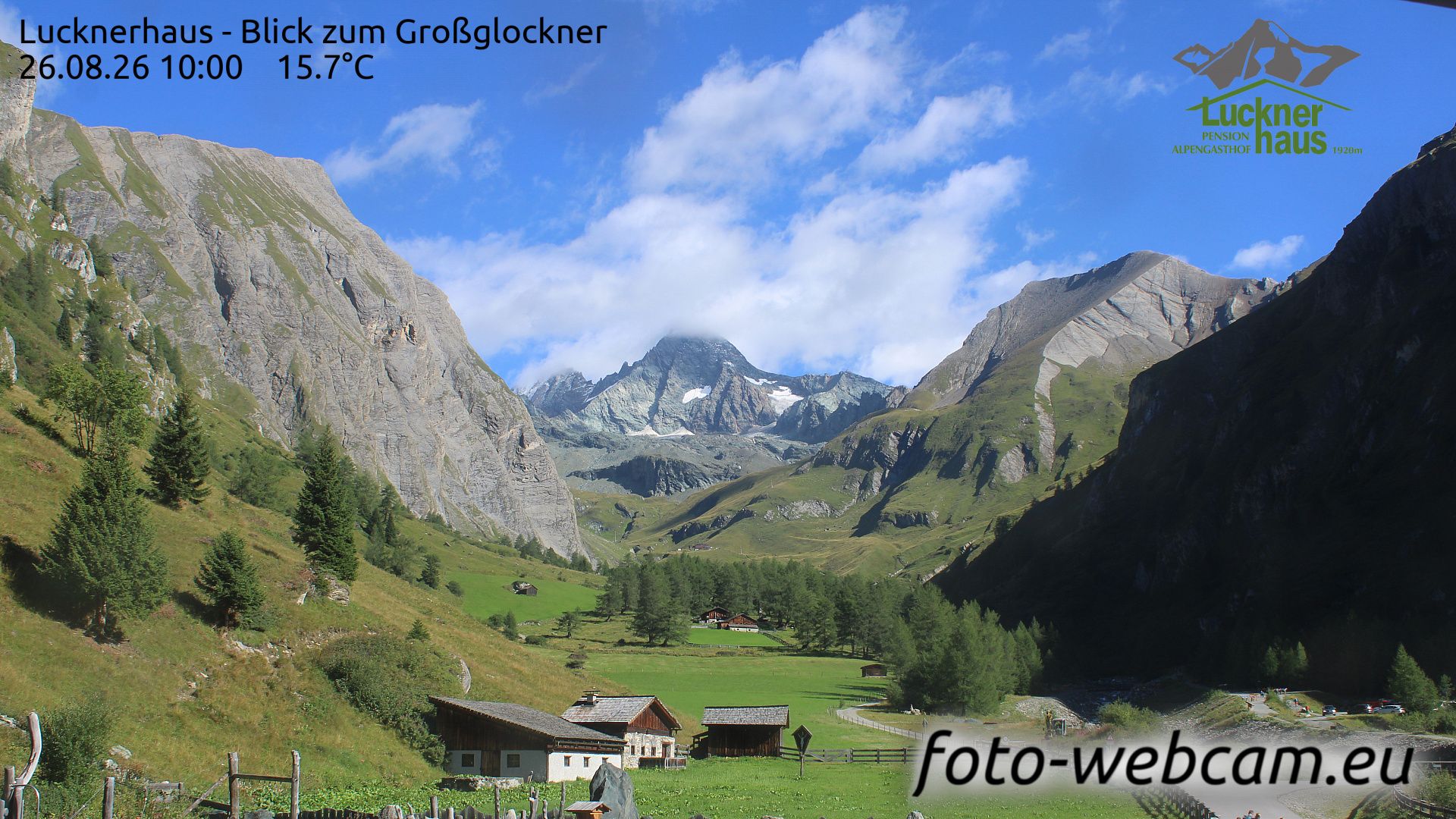 Traffic Cam Gemeinde Kals am Grossglockner: Lucknerhaus - Blick zum Großglockner