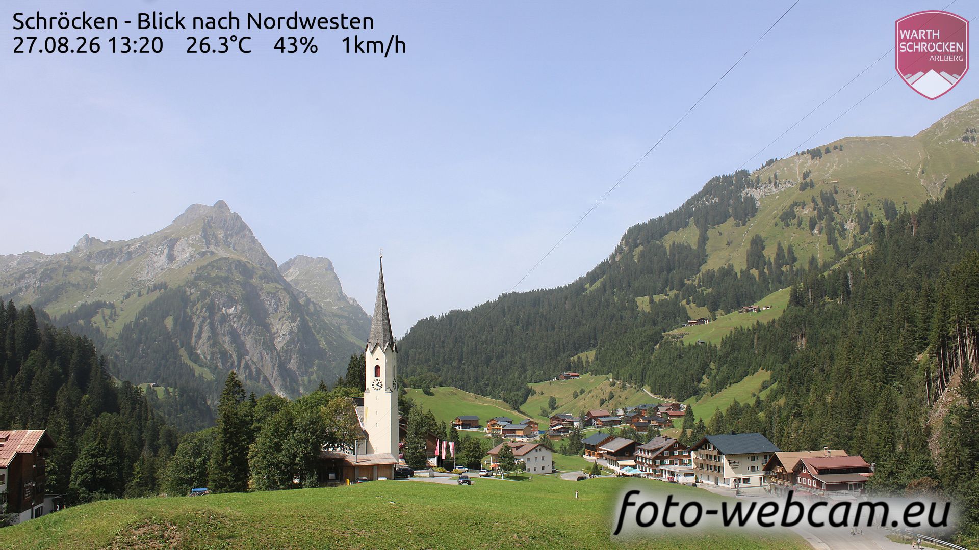 Traffic Cam Gemeinde Schrocken: Schröcken - Blick nach Nordwesten