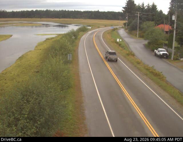 Traffic Cam Masset › North: Hwy 16 at Hodges Road in - on Haida Gwaii, looking north
