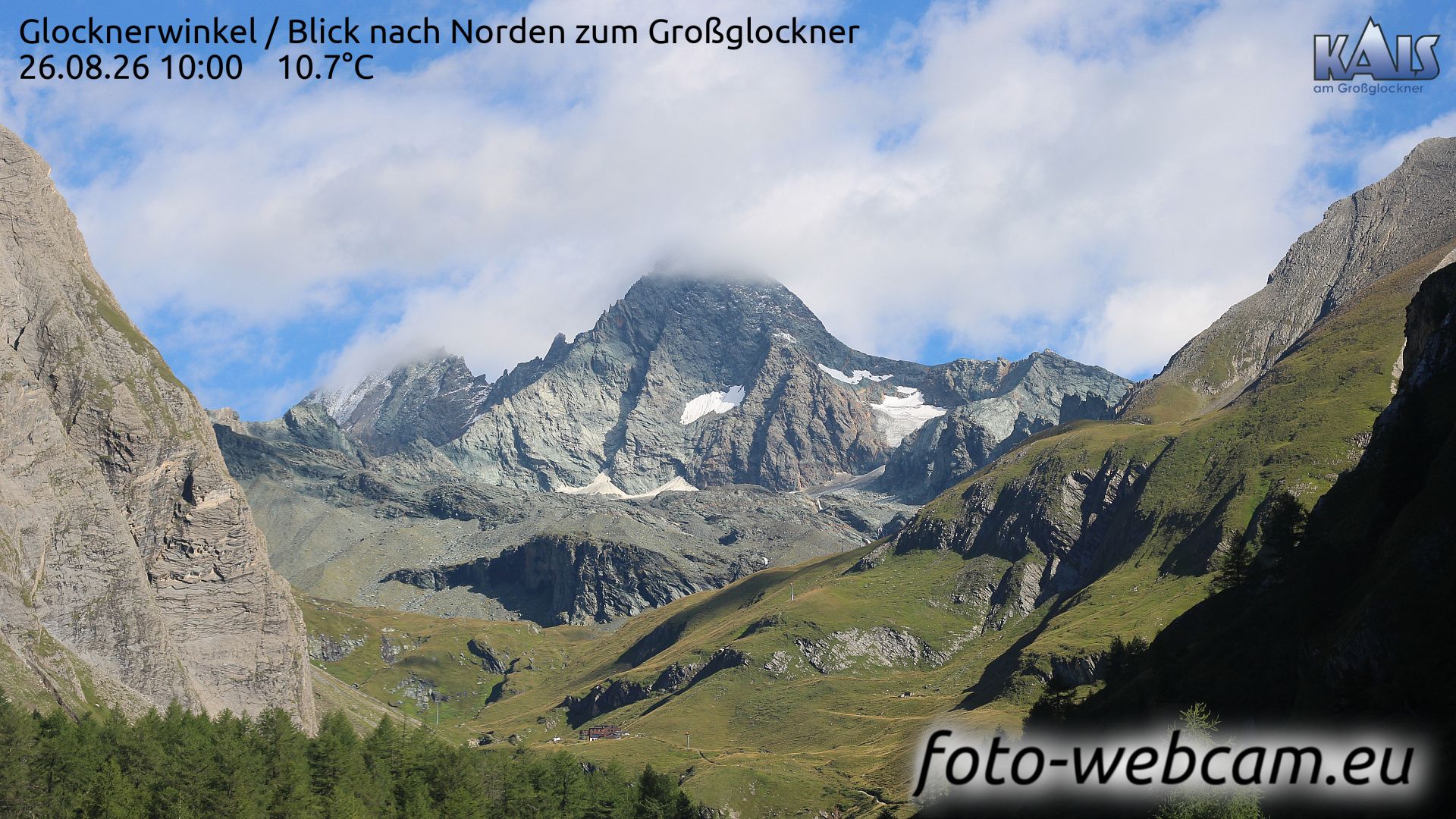 Traffic Cam Gemeinde Kals am Grossglockner: Glocknerwinkel - Blick nach Norden zum Großglockner